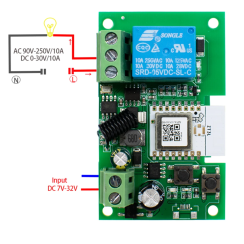Розумне реле сухий контакт 1 канал 10А 7-32В / USB, Wifi+RF
